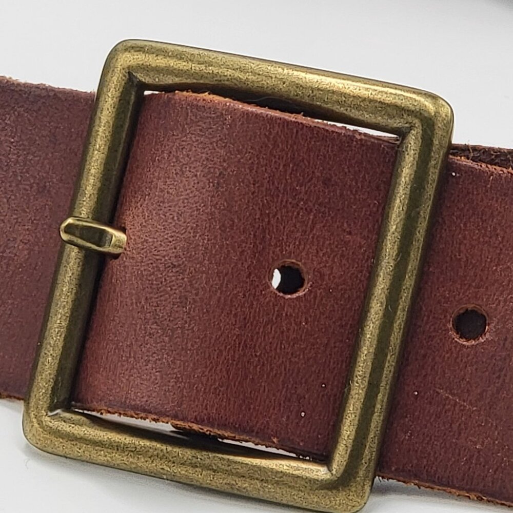Linea Pelle Brown Boho Leather Multi-Strap Belt With Brass Rivet Accents Adjusta - Picture 4 of 12